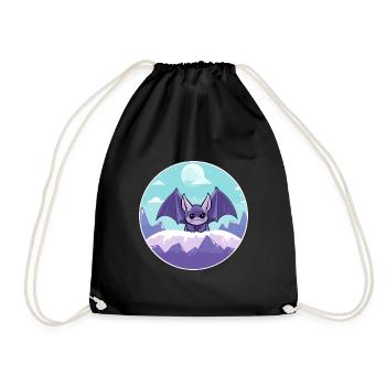 Fledermaus Aquarell Karikatur Kawaii Haustier Tier Bunt - Turnbeutel - Schwarz - Vorne
