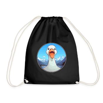 Goose Watercolor Cartoon Kawaii Pet Animal Colorfu - Drawstring Bag - black - Front