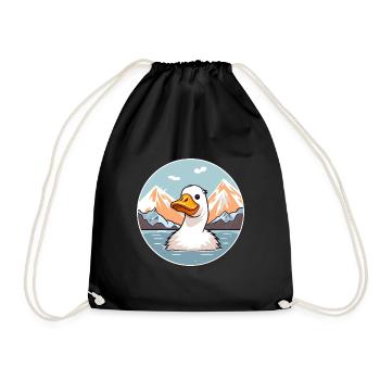 Canard Aquarelle Dessin Animé Kawaii Animal De Compagnie Coloré - Sac de sport léger - noir - Devant