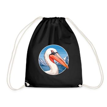 Pélican Aquarelle Dessin Animé Kawaii Animal De Compagnie Animal Couleur - Sac de sport léger - noir - Devant