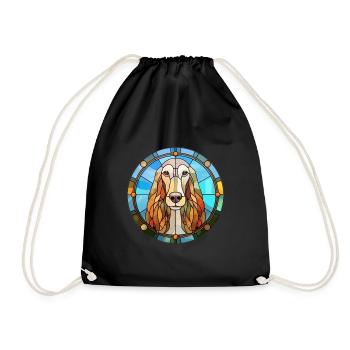 Lévrier afghan chien race vitrail coloré Wate - Sac de sport léger - noir - Devant