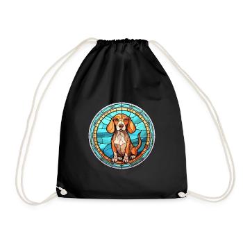 Alpine Dachsbracke Dog Breed Stained Glass Colorfu - Drawstring Bag - black - Front