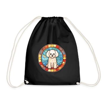 Bichon Frise chien race vitrail coloré Wate - Sac de sport léger - noir - Devant