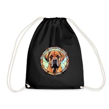 Boerboel Dog Breed Stained Glass Colorful Watercol - Drawstring Bag - black - Front