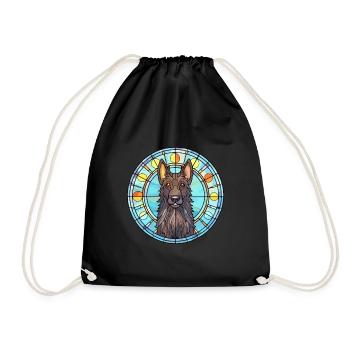 Chien de berger belge chien race vitrail coloré - Sac de sport léger - noir - Devant