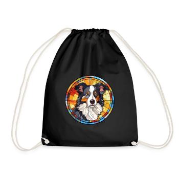 Border Collie Hunderasse Buntes Glas Wat - Turnbeutel - Schwarz - Vorne