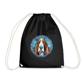 Blaue Gascogne Basset Hunderasse Buntglas Farbe - Turnbeutel - Schwarz - Vorne