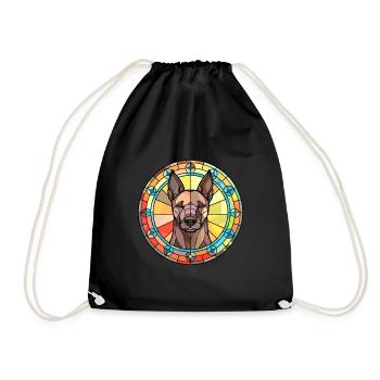 Dutch Shepherd Dog Breed Stained Glass Colorful Wa - Drawstring Bag - black - Front