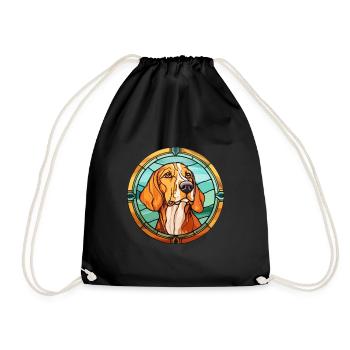 Finnish Hound Dog Breed Stained Glass Colorful Wat - Drawstring Bag - black - Front