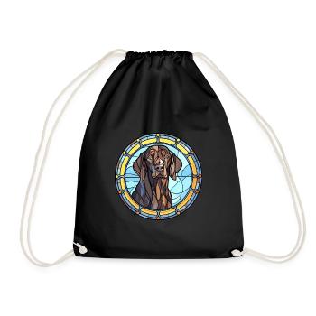 Frisian Pointing Dog Breed Stained Glass Colorful - Drawstring Bag - black - Front