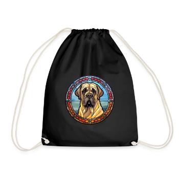 Englische Dogge Hunderasse Buntes Glas Buntes W - Turnbeutel - Schwarz - Vorne