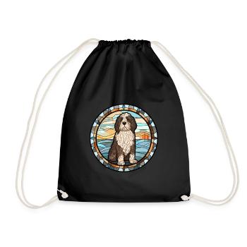Frison chien d’eau race vitrail coloré Wat - Sac de sport léger - noir - Devant