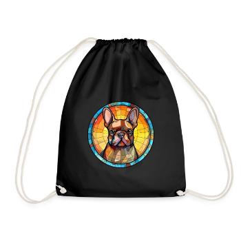 Bouledogue Français chien race vitrail coloré Wa - Sac de sport léger - noir - Devant
