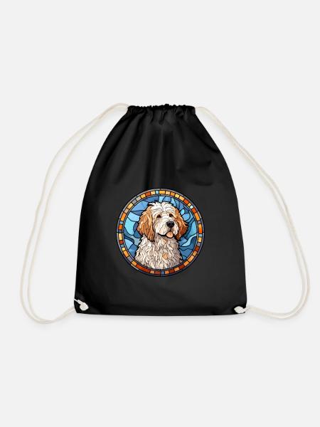 Deutsche Sheeppoodle Hunderasse Buntglas Colorfu - Turnbeutel - Schwarz