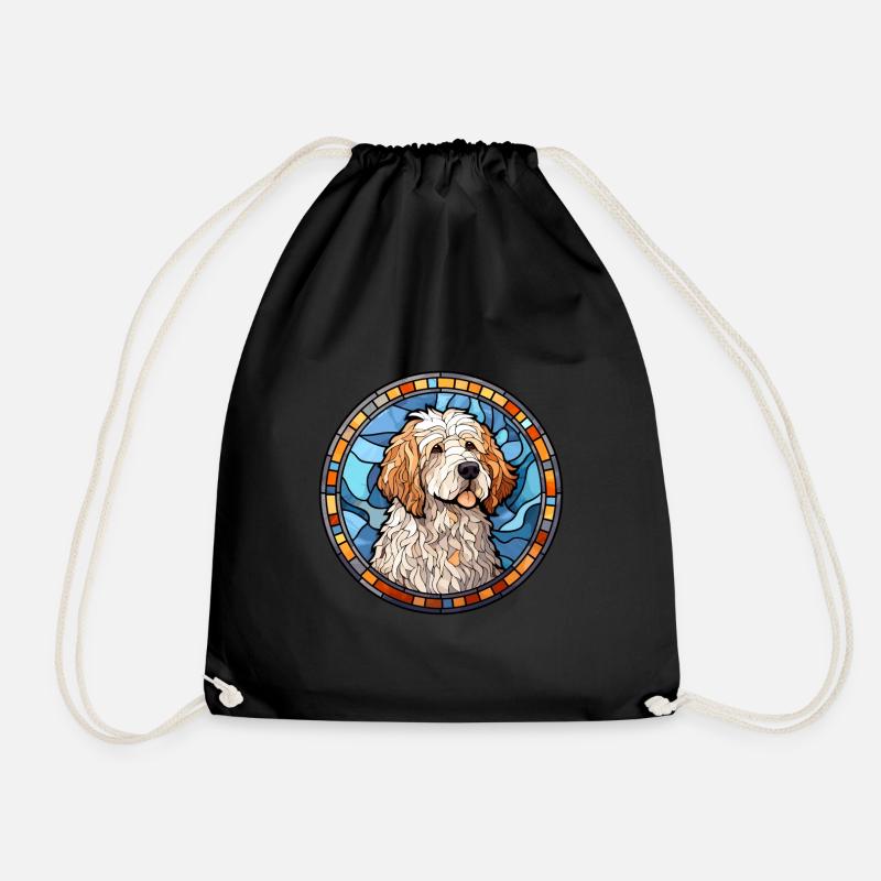 Deutsche Sheeppoodle Hunderasse Buntglas Colorfu - Turnbeutel - Schwarz