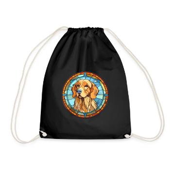 Hovawart Dog Breed Stained Glass Colorful Watercol - Drawstring Bag - black - Front