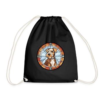 Chien de chasse allemand Terrier race vitrail Col - Sac de sport léger - noir - Devant