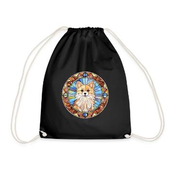 Spitz indien chien race vitrail coloré Wate - Sac de sport léger - noir - Devant