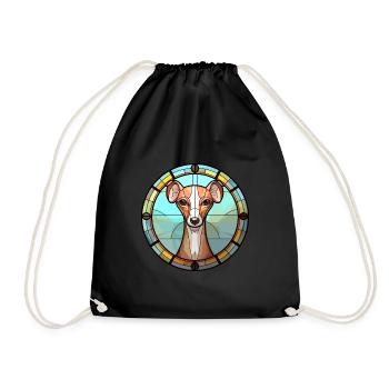 Lévrier italien chien race vitrail coloré - Sac de sport léger - noir - Devant