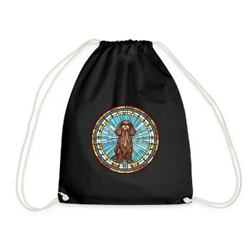 Griffon Nivernais Dog Breed Stained Glass Colorful - Drawstring Bag - black - Front