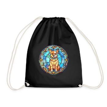 Middle Asian Ovtcharka Dog Breed Stained Glass Col - Drawstring Bag - black - Front