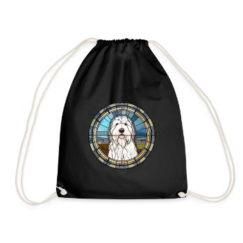 Vieux chien de berger anglais chien race vitrail couleur - Sac de sport léger - noir - Devant