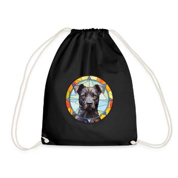 Patterdale Terrier Dog Breed Stained Glass Colorfu - Drawstring Bag - black - Front