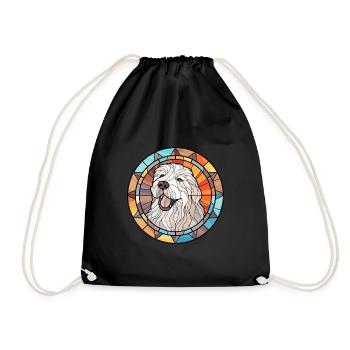 Polish Sheepdog Dog Breed Stained Glass Colo - Drawstring Bag - black - Front
