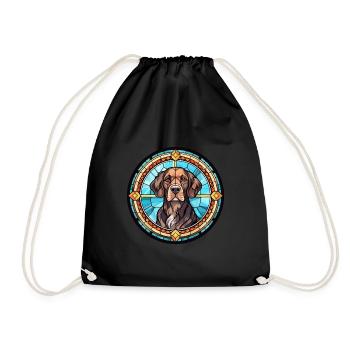 Portugiesischer Wachhund Rasse Buntglas Colorf - Turnbeutel - Schwarz - Vorne