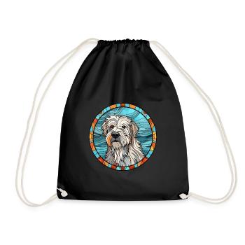 Chien de berger des Pyrénées chien race vitrail coloré - Sac de sport léger - noir - Devant