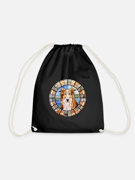 Rauer Collie Hund Rasse Buntes Glas Buntes Wate - Turnbeutel - Schwarz
