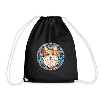 Spitz nordique chien race vitrail coloré Wate - Sac de sport léger - noir - Devant