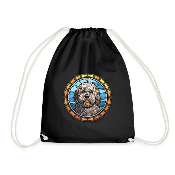 Puli chien race vitrail aquarelle colorée - Sac de sport léger - noir - Devant