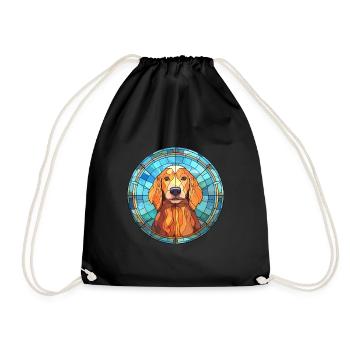 Saarlooswolfhond Dog Breed Stained Glass Colorful - Drawstring Bag - black - Front