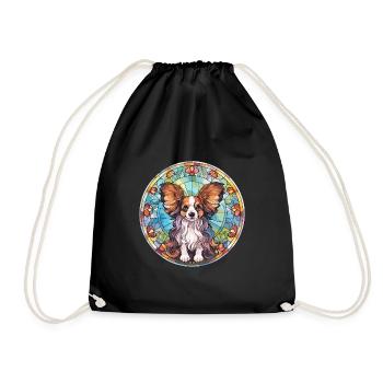 Papillon chien race vitrail coloré watercol - Sac de sport léger - noir - Devant