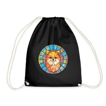 Pommersche Spitze Hunderasse Buntglas Bunt - Turnbeutel - Schwarz - Vorne