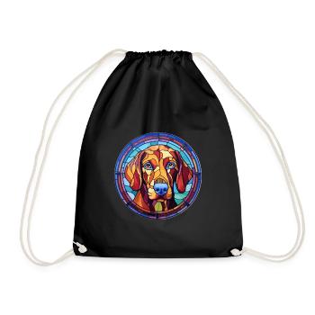 Sapsali Dog Breed Stained Glass Colorful Watercolo - Drawstring Bag - black - Front