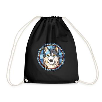 Husky sibérien chien race vitrail coloré Wa - Sac de sport léger - noir - Devant