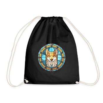 Tamaskan Dog Breed Stained Glass Colorful Watercol - Drawstring Bag - black - Front