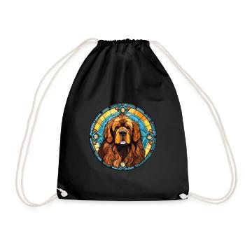 Tibetischer Mastiff Hunderasse Buntes Glas Buntes W - Turnbeutel - Schwarz - Vorne