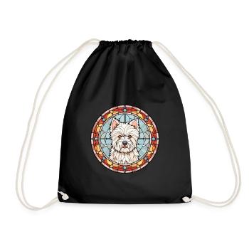 West Highland Terrier Dog Breed Stained Glass Colo - Drawstring Bag - black - Front