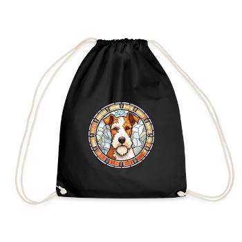 Draht Foxterrier Hunderasse Buntglas Bunt - Turnbeutel - Schwarz - Vorne