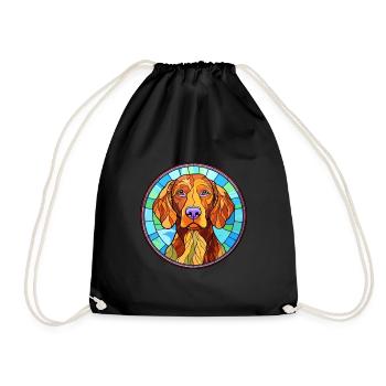 Vizsla chien à poil dur race vitrail coloré - Sac de sport léger - noir - Devant