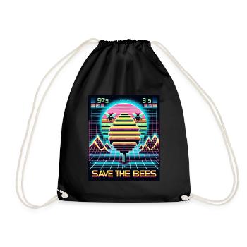 Sauvetage des abeilles rétro-futuriste (Save the Bees) - Sac de sport léger - noir - Devant