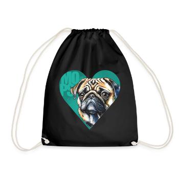 Mops Portrait - Turnbeutel - Schwarz - Vorne