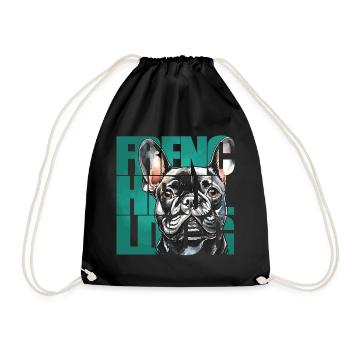 French Bulldog Portrait - Drawstring Bag - black - Front