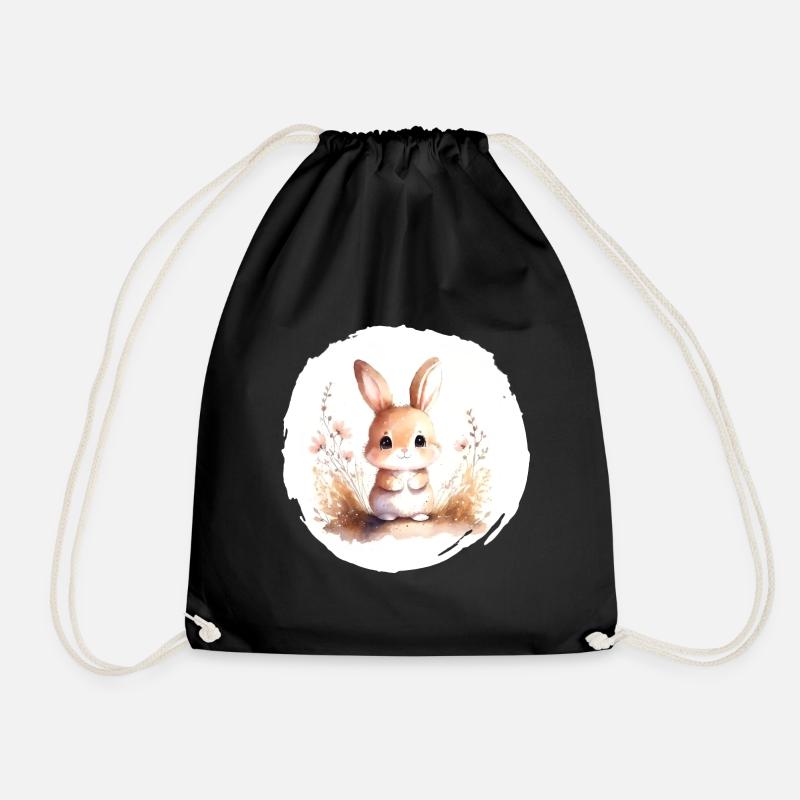 Hase Aquarell - Turnbeutel - Schwarz