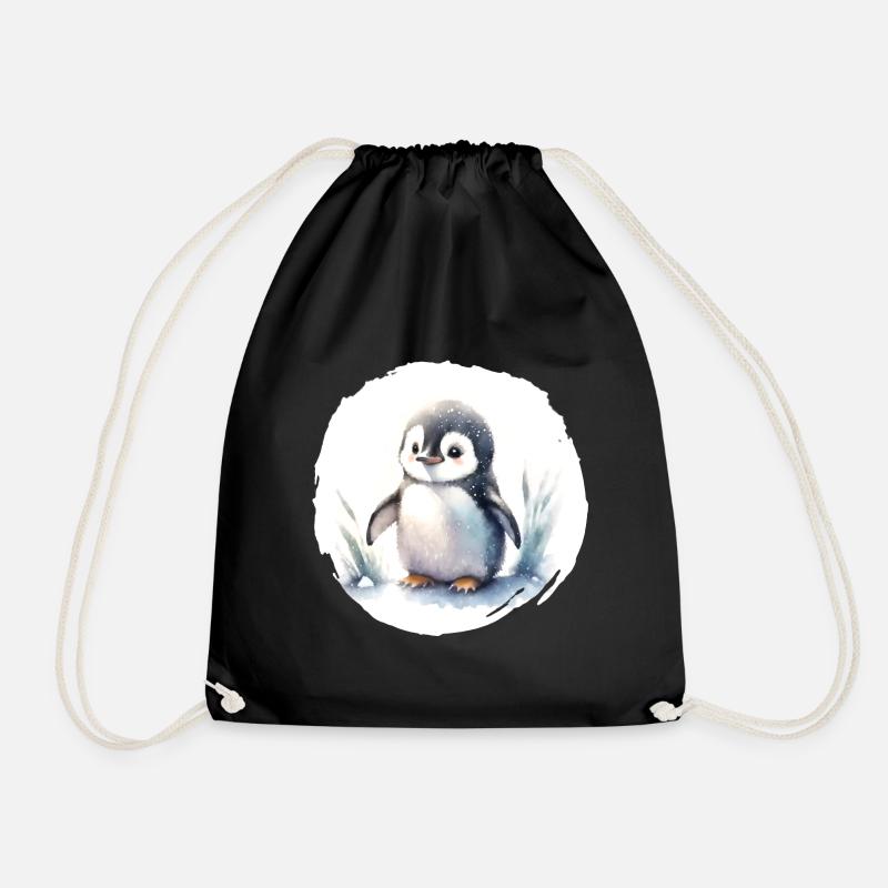 Pinguin Aquarell - Turnbeutel - Schwarz