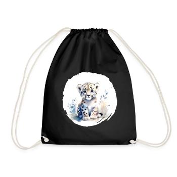 Aquarelle de léopard des neiges - Sac de sport léger - noir - Devant