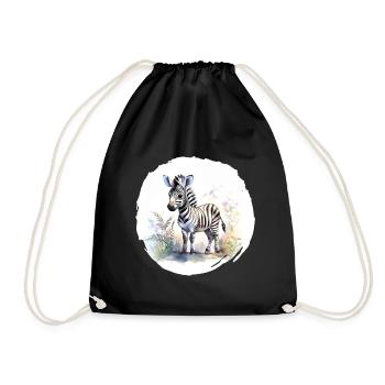 Aquarelle Zèbre - Sac de sport léger - noir - Devant